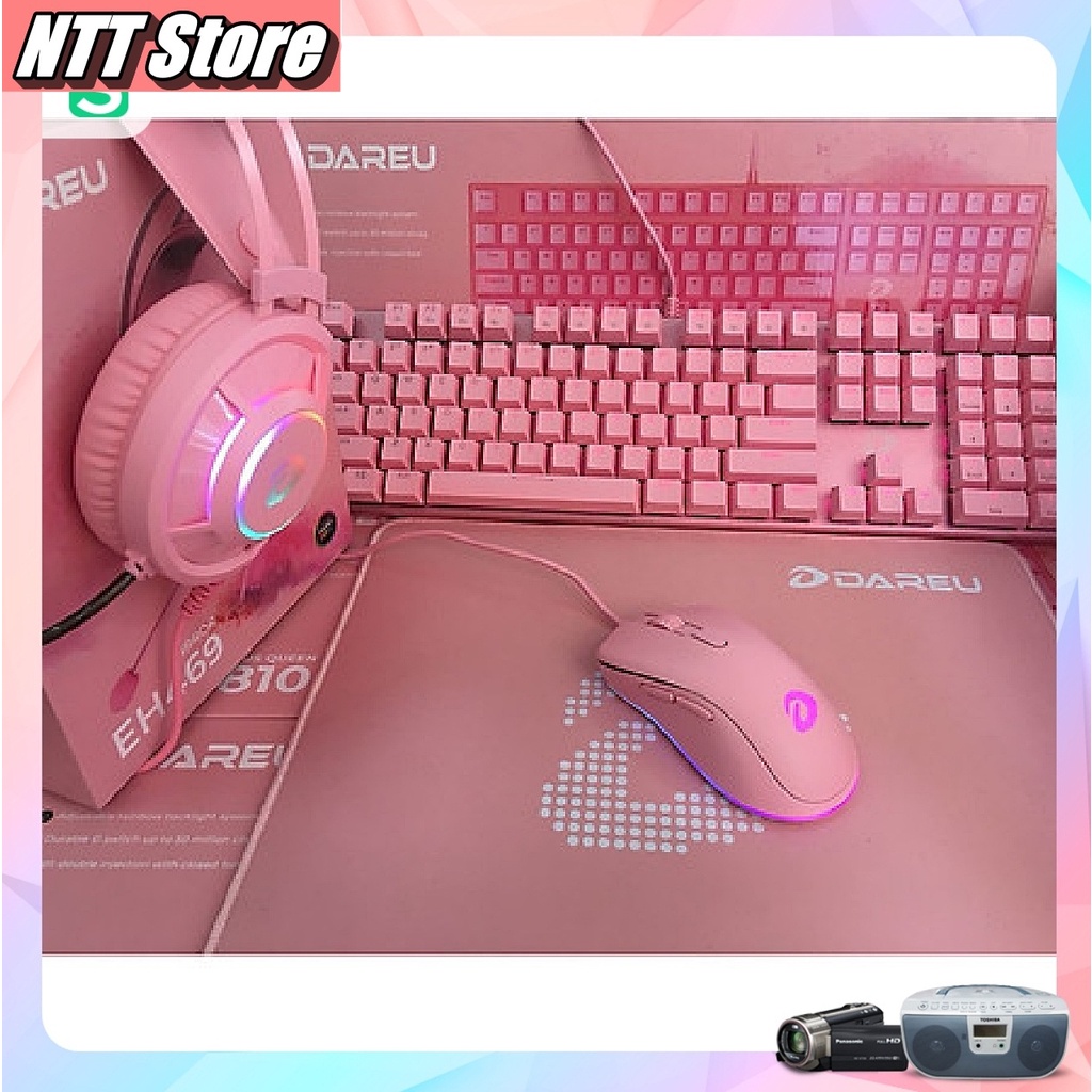 Chuột máy tính Game DAREU EM908 Hồng Led RGB - Chuột Game Có Dây hàng Chính Hãng bảo hành 24 tháng - NTT Store