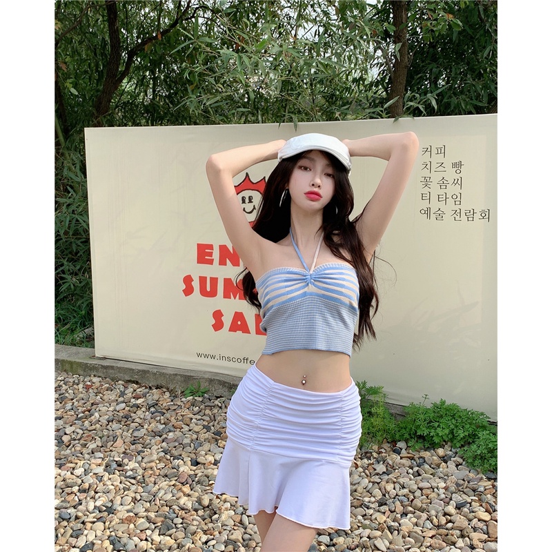 HUANG YOYO Áo Hai Dây Phối Ren Hở Lưng Thời Trang Dành Cho Nữ