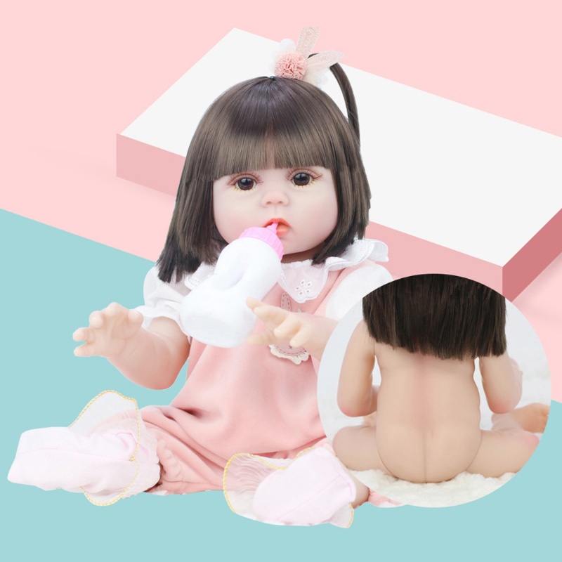 Búp bê mô phỏng em bé đang uống nước bằng silicon thiết kế sống động như thật 53cm