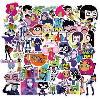 Bộ 50 miếng dán chống thấm nước in chữ Cool Teen Titans Go độc đáo