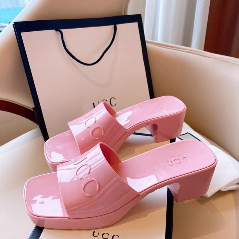 Guốc Gucci Hồng nhựa mềm hot girl mẫu guốc sang chảnh mới nhất 2022