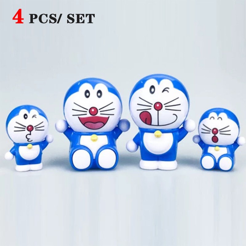 Phụ kiện trang trí bánh kem sinh nhật - Túi 4 mèo Doraemon, Doremon trang trí bánh