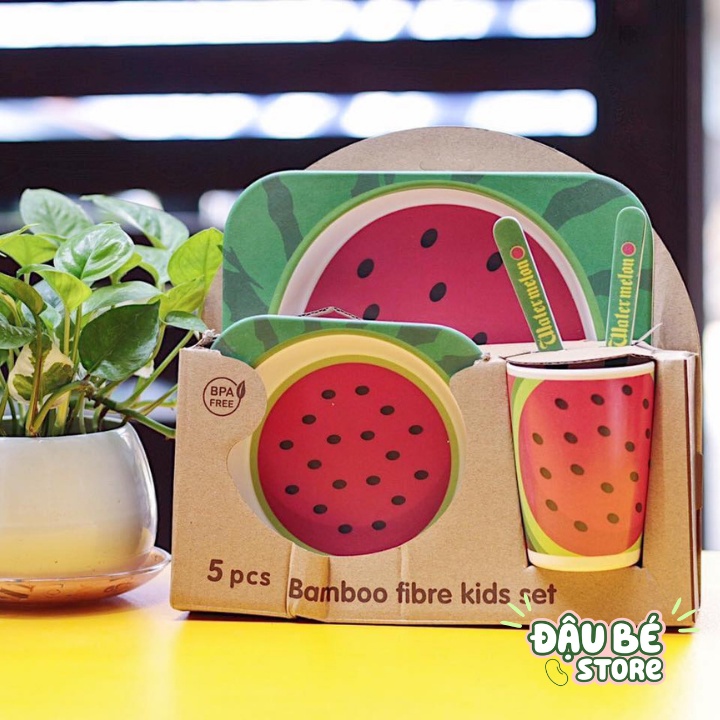 Bát Ăn Dặm Cho Bé Đủ Hình Ngộ Nghĩnh Cao Cấp - Gồm 5 Món Bát Khay Cốc Thìa Dĩa - Daube - Ad001
