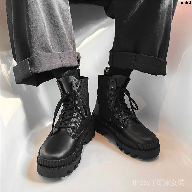 Giày bốt cổ cao đế dày bằng Cotton nhung màu đen thời trang mùa đông cho nam 8/1 | BigBuy360 - bigbuy360.vn