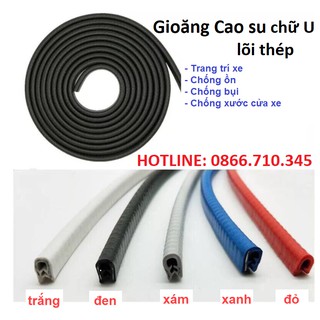 1 Mét Gioăng cao su chữ U lõi Thép trang trí, chống va đập cửa Ô tô