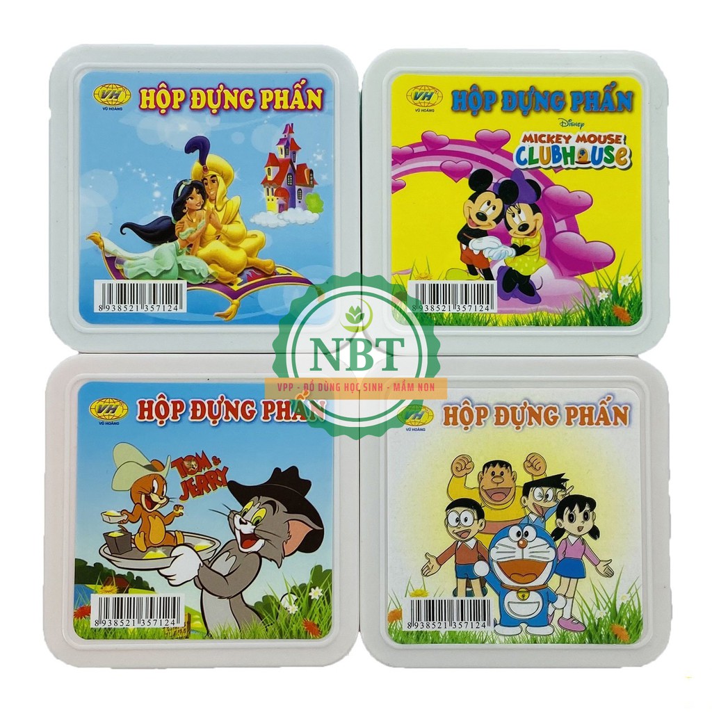 Hộp đựng phấn học sinh hình gấu và hình vuông to - tặng kèm 2 viên phấn + lau bảng  - màu sắc đa dạng