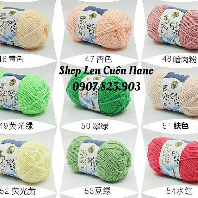 Combo  10c cuộn len  milk bò màu ngẫu nhiên