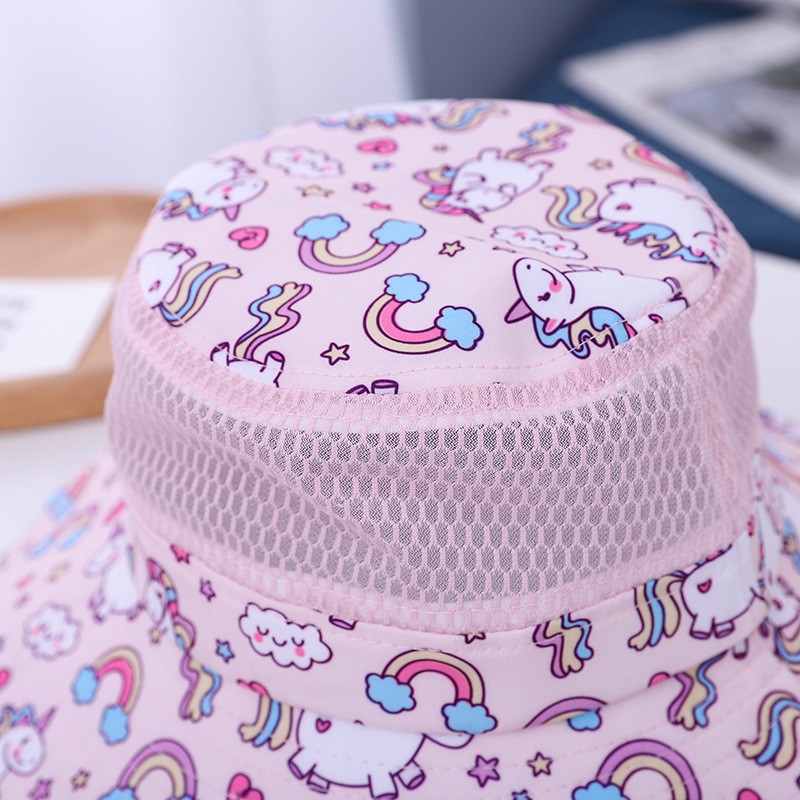 Mũ tai bèo chống nắng thoáng khí in họa tiết hoạt hình cho bé