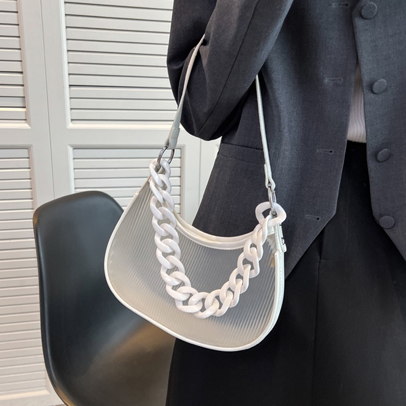 Túi đeo chéo IELGY màu trơn phối dây xích thời trang cho nữ