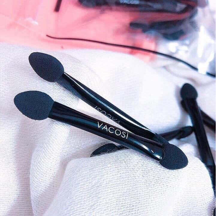 Cọ Đánh Mắt Vacosi Mousse CM13 Cọ Trang Điểm Mắt 2 Đầu Cán Đen Mini Mềm Mại Êm Ái Nhỏ Gọn - Khongcoson
