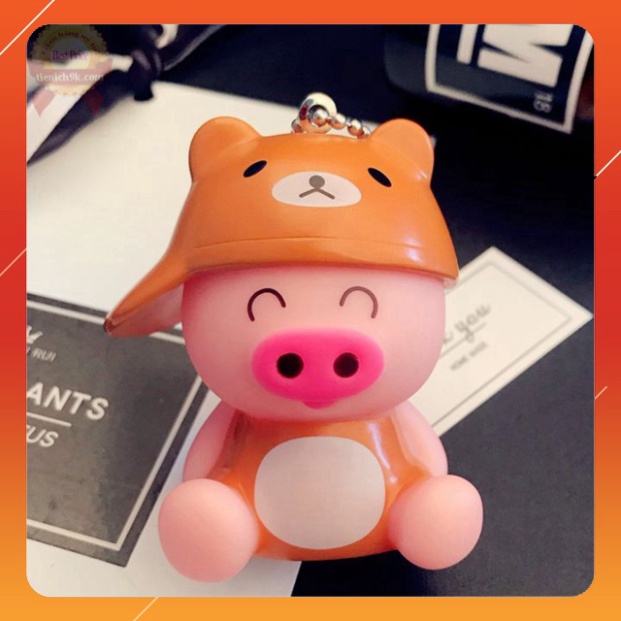 Móc khóa dễ thương hình heo lợn con đội mũ nhiều màu cute treo key ô tô xe máy túi xách balo đẹp cỡ lớn