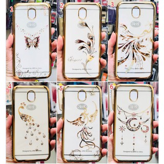 Ốp lưng dẻo Jris viền vàng đính đá cho Samsung Galaxy J7 Pro