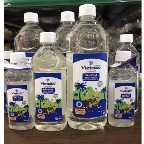 Dầu Dừa Nguyên Chất Organic - Tinh Khiết Vietcoco : chai pet 1 lít