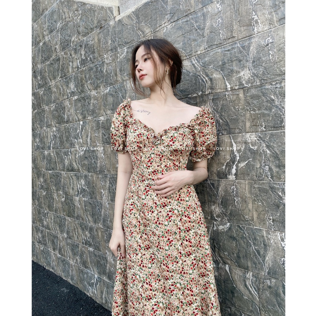 LOVI SHOP - Đầm maxi hoa phong cách vintage thời trang Pháp