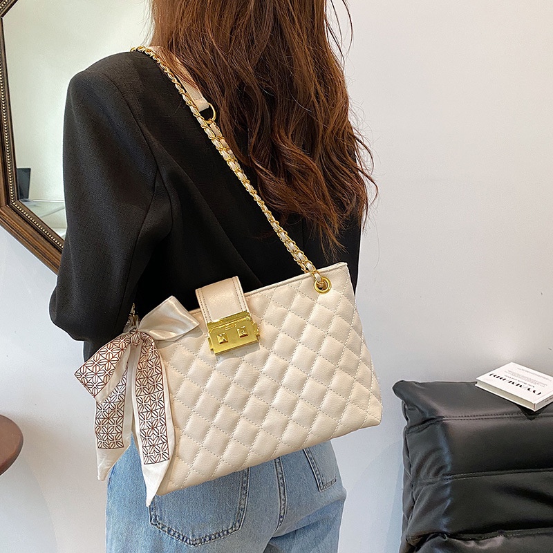 Túi Đeo Chéo Hình Vuông Cỡ Lớn Phối Dây Đeo Sợi Xích Thời Trang Cho Nữ