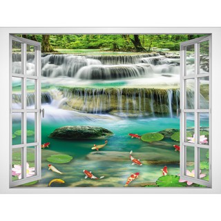 Tranh dán tường VTC cửa sổ Cảnh đẹp thác nước VT0413