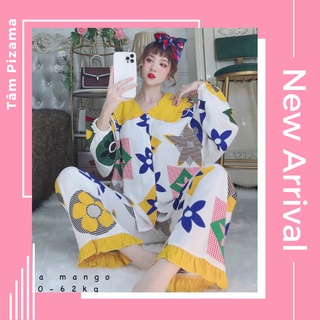 Đồ bộ pijama cổ tiểu thư tay bồng siêu dễ thương