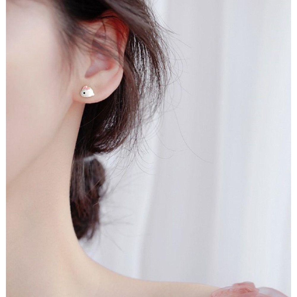 1 Đôi Bông Tai Hình Thỏ Đáng Yêu|Kim Xỏ Lỗ Kiểu Dáng Dễ Thương Xinh Xắn
