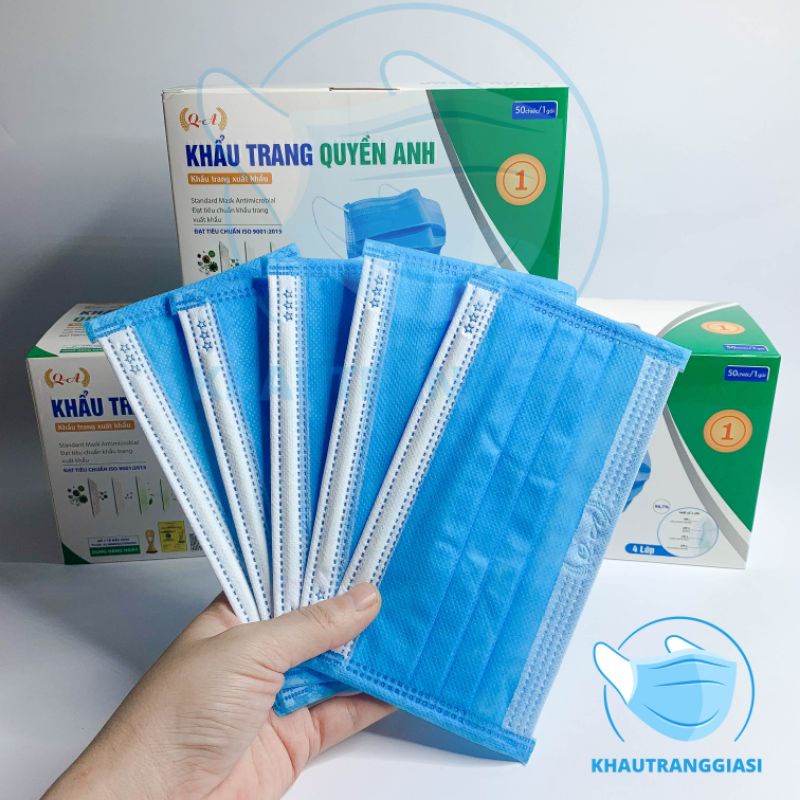 Combo 10 Khẩu trang 4 lớp kháng khuẩn cao cấp màu xanh ( Tách Lẻ )