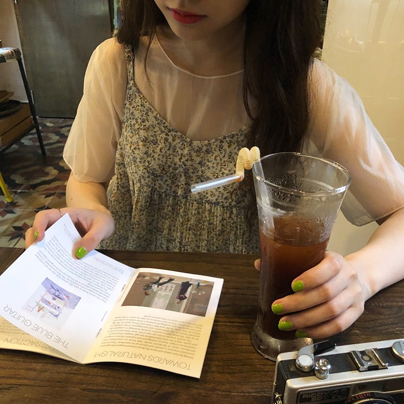 Áo chiffon in họa tiết hoa hai lớp phong cách Hàn Quốc xinh xắn | BigBuy360 - bigbuy360.vn