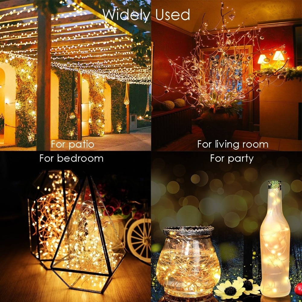 Dây Đèn Led Trang Trí Chống Nước Chạy Bằng Năng Lượng Mặt Trời 22m 200LED 8 Chế Độ
