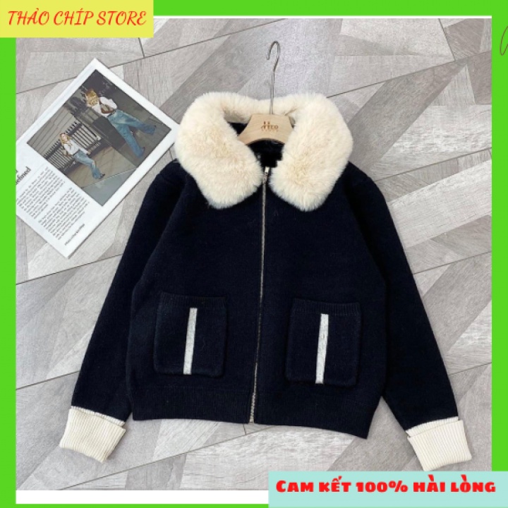 🔥FREESHIP🔥Áo Khoác Dạ Cổ Phối Lông Túi Trước 2 Màu ,Kiểu dáng cổ phối lông khóa kéo, túi trước thời trang | BigBuy360 - bigbuy360.vn