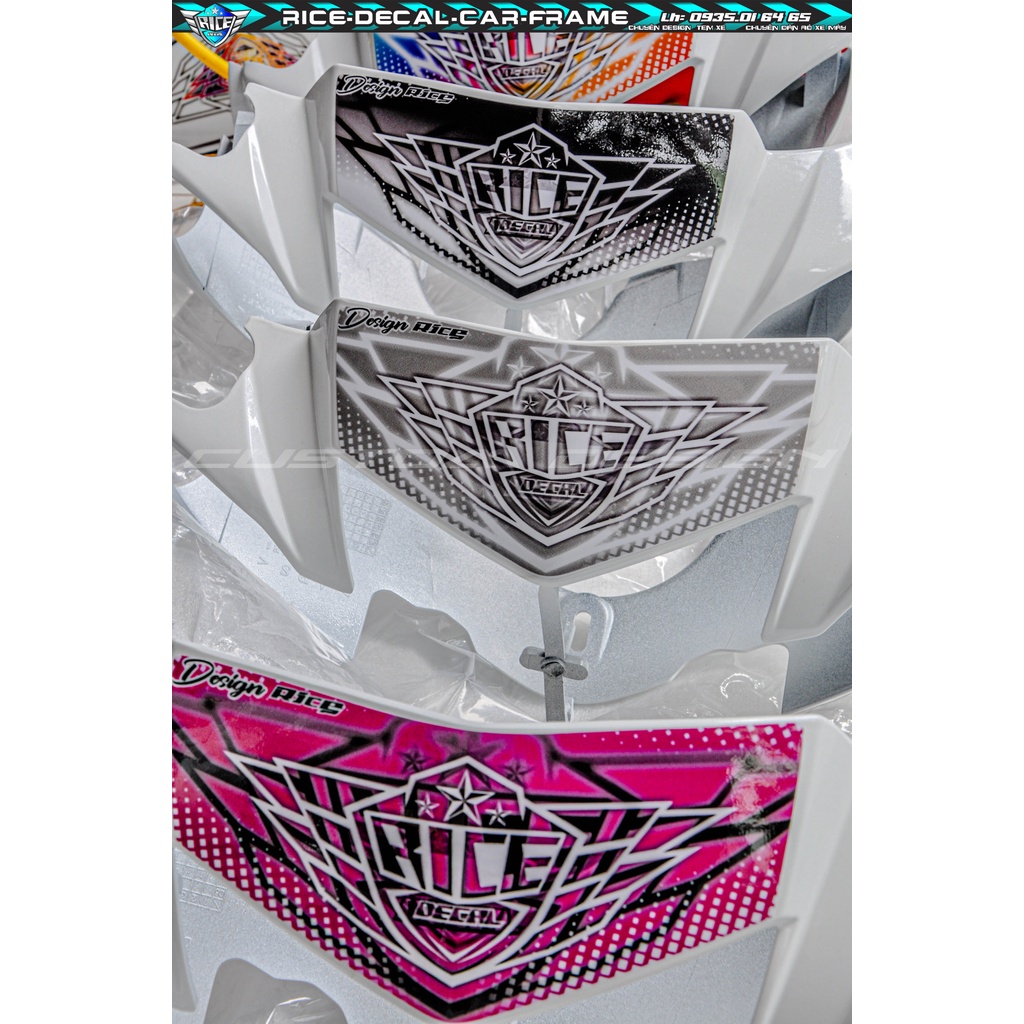 Tem Dán Hộp Đầu Sirius Rice decal LoGo Lớn màu Trắng