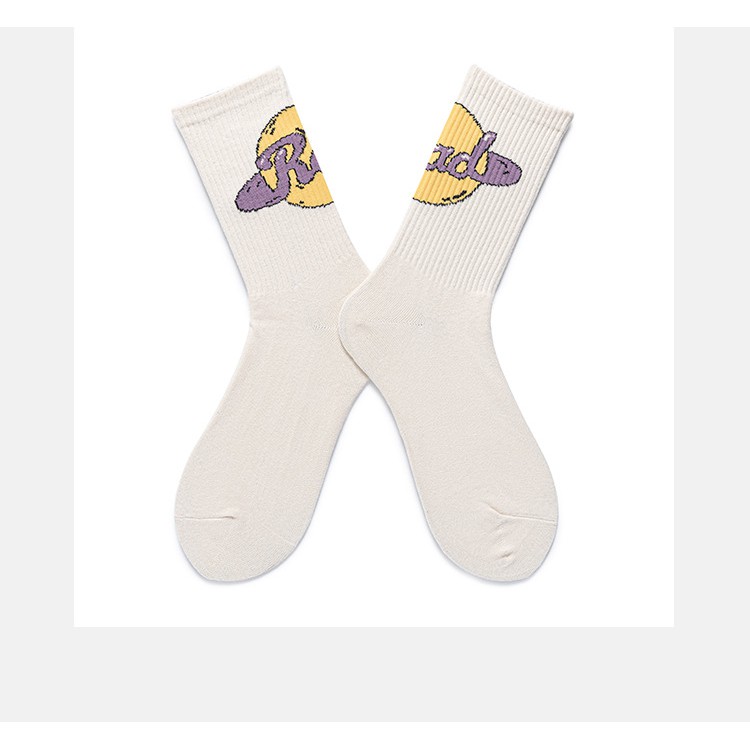 Vớ Cổ cao Nam nữ Unisex Cao cấp In chữ Phong cách Hàn Quốc Tất cổ cao Chất Cotton Nhật Bản Cá tính