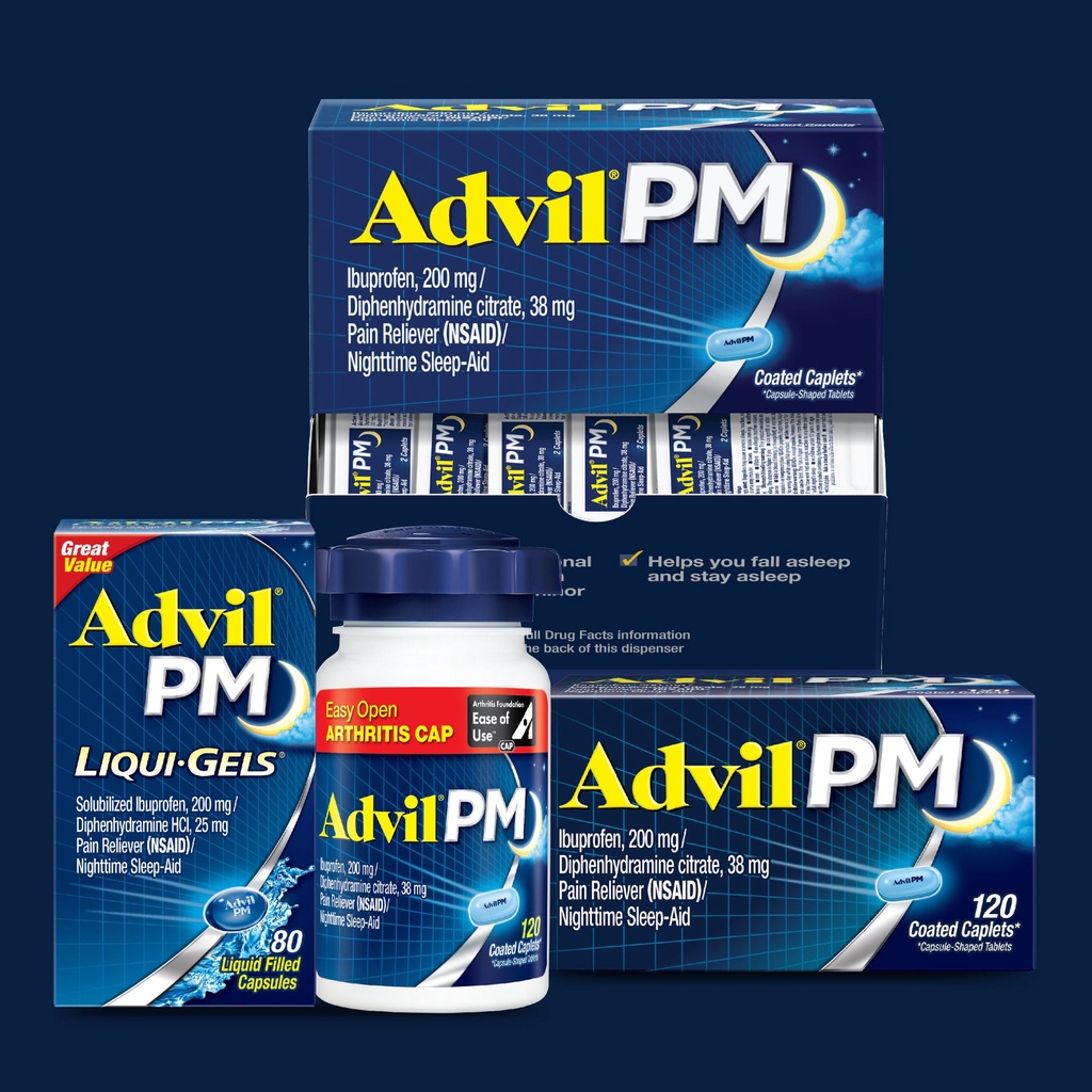 [DATE 5/2022] Ádvil PM 200mg Coated Caplets 40 VIÊN