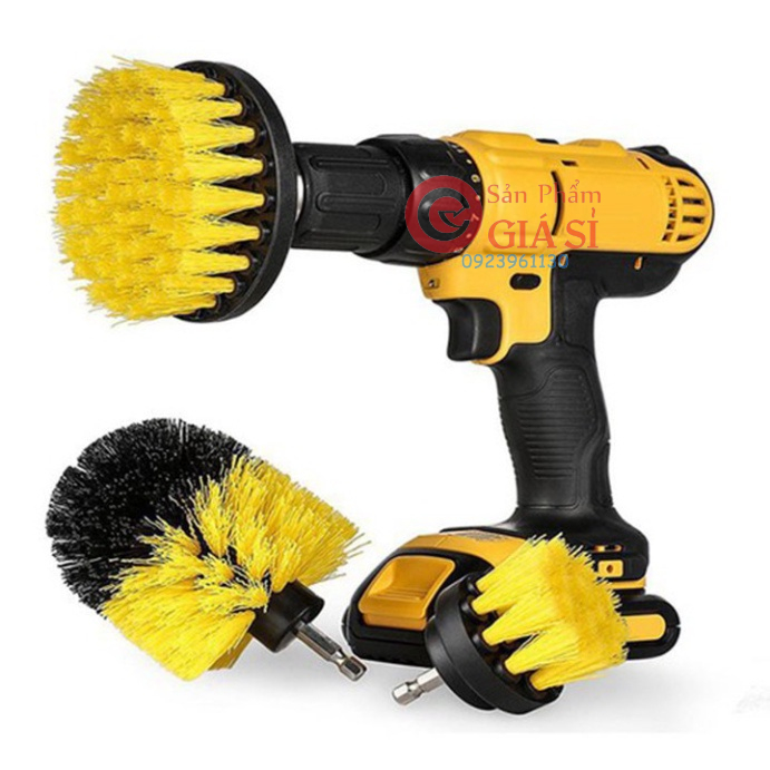 Bộ 3 bàn chải gắn máy khoan - bàn chải chà sàn dọn dẹp vệ sinh siêu tốc ❤️freeship❤️