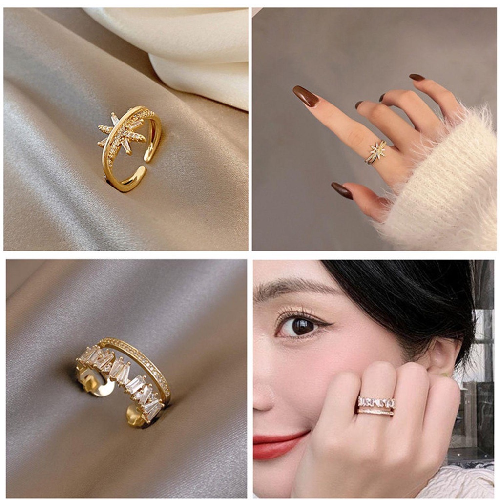 Nhẫn Dạng Mở Hai Lớp Phong Cách Gothic Thời Trang Dự Tiệc Cưới
