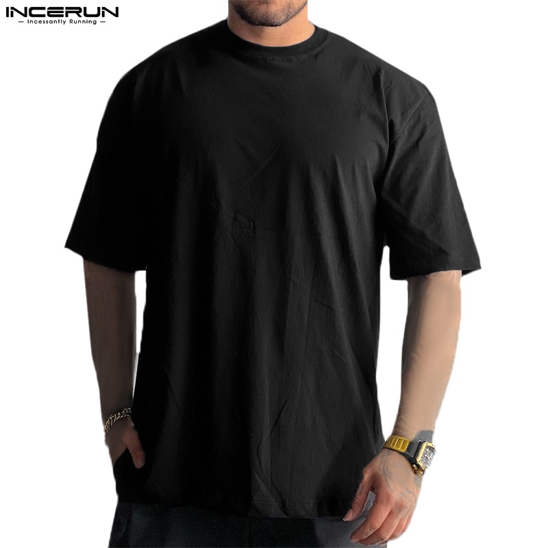 Áo thun INCERUN tay ngắn cổ tròn mềm mại thời trang cá tính cho nam