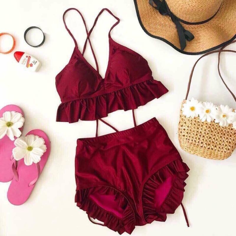 Bikini, Đồ Bơi Đi Biển Hai Mảnh Bánh Bèo Cạp Cao SN02 | BigBuy360 - bigbuy360.vn