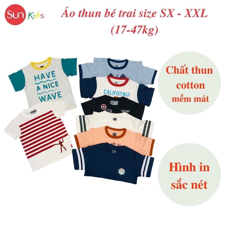 Áo thun bé trai xuất xịn, áo phông cho bé trai, chất cotton, size SX-XXL, - SUNKIDS1