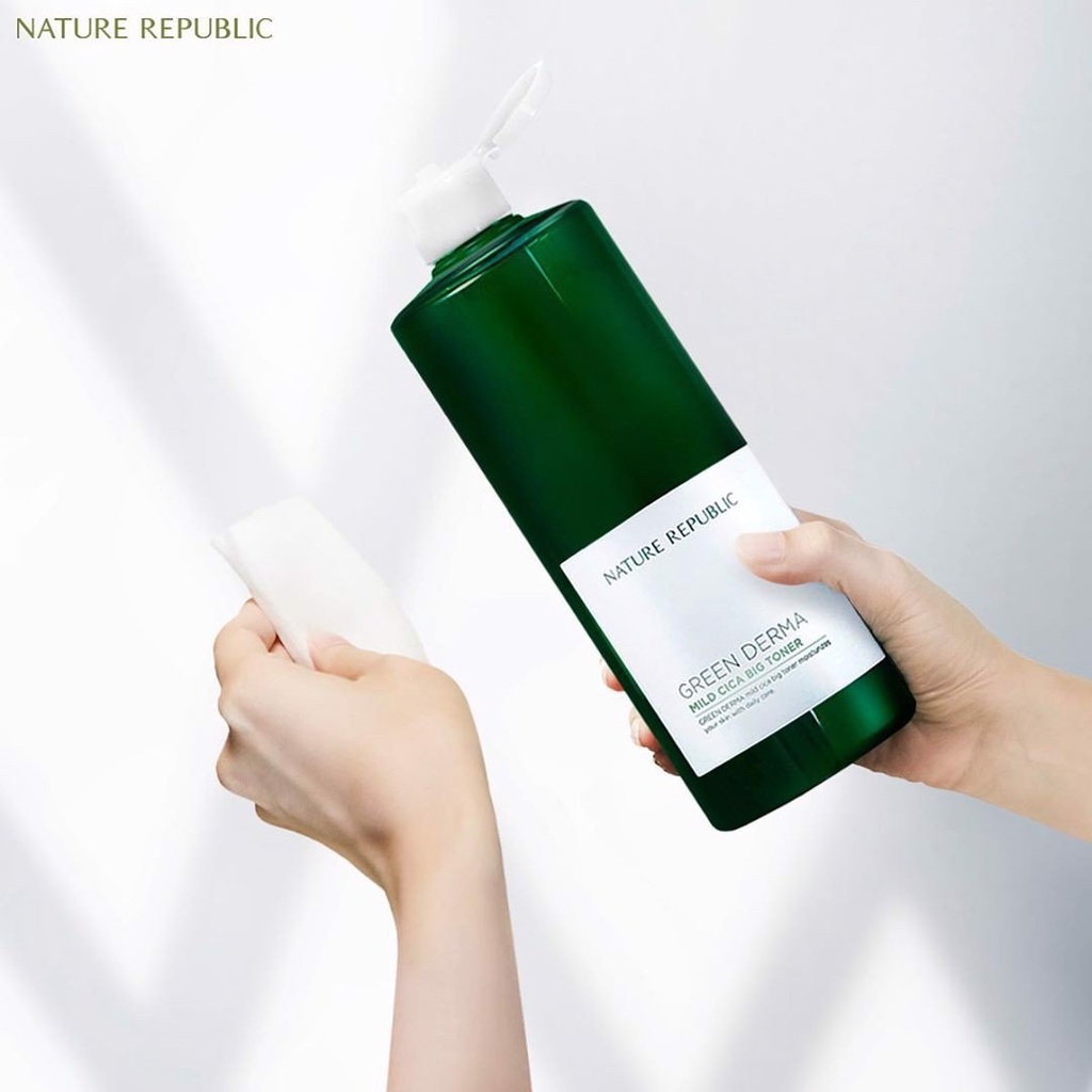 Nước Hoa Hồng Dưỡng Ẩm, Làm Dịu Da Nature Republic Green Dermal Mild Cica Big Toner 500ml 02/2024