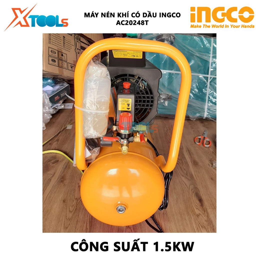Máy nén khí có dầu INGCO AC20248T | máy nén khí công suất 1.5KW [CHÍNH HÃNG] [XTOOLs]