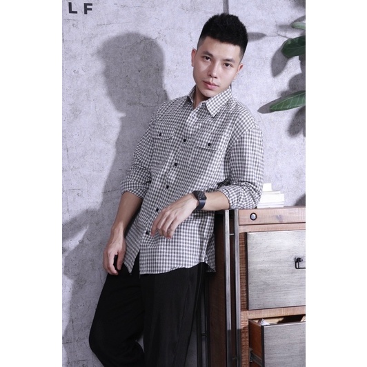 Sơ mi caro ô nhỏ form suông rộng thời trang nam Nô store