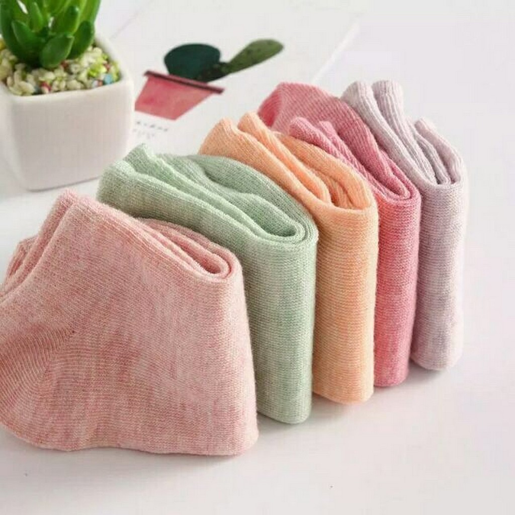 Tất vớ nữ cổ ngắn cotton trơn nhiều màu QT004