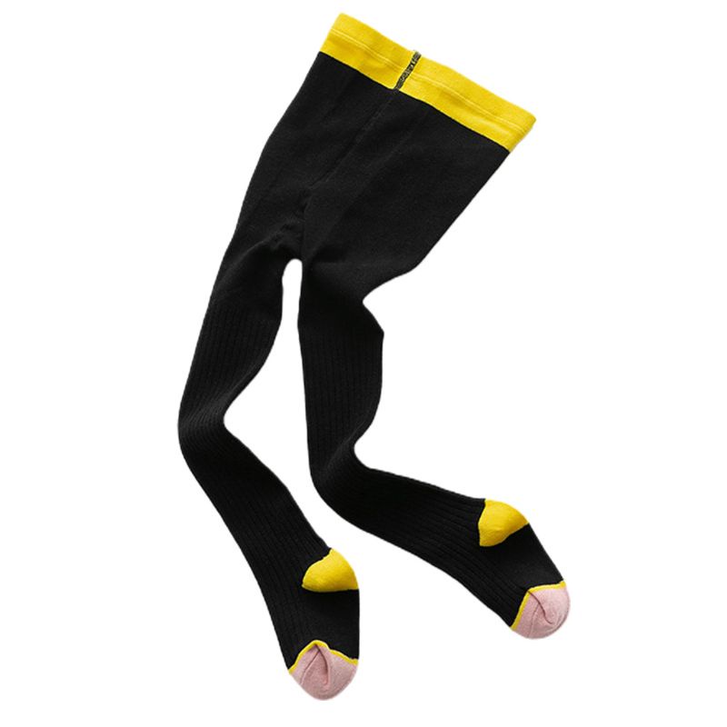 Quần Tất Cotton Dệt Kim Màu Sắc Tương Phản Giữ Ấm Cho Bé Gái