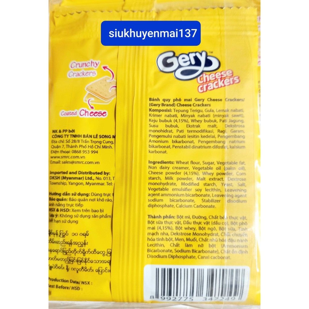 bánh quy kem phô mai gery hộp 180 gr -9 gói indonesia, 5.2024
