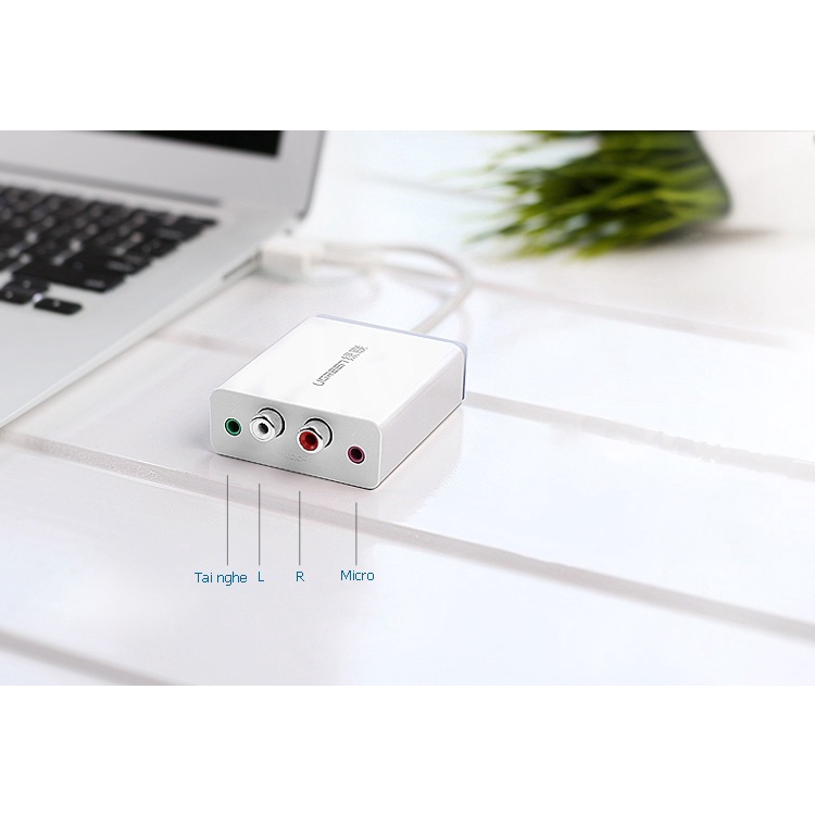 Bộ chuyển âm thanh USB ra 2 đầu 3.5mm (tai nghe+Mic) và 2 đầu hoa sen (RCA) dài 1M UGREEN 30521 - Chính Hãng