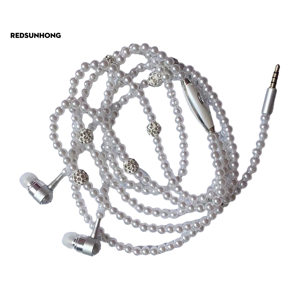 [RSH.z] Tai Nghe Nhét Tai Có Dây Chuỗi Ngọc Trai Giả Bằng ABS Cách Âm Dùng Làm Quà Tặng Sinh Nhật