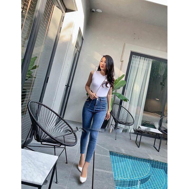 Quần Jean Nữ Lưng Cao Túi Trước 2 cúc (Hình Thật ) | BigBuy360 - bigbuy360.vn