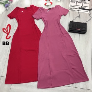 Đầm thun maxi xẻ đùi