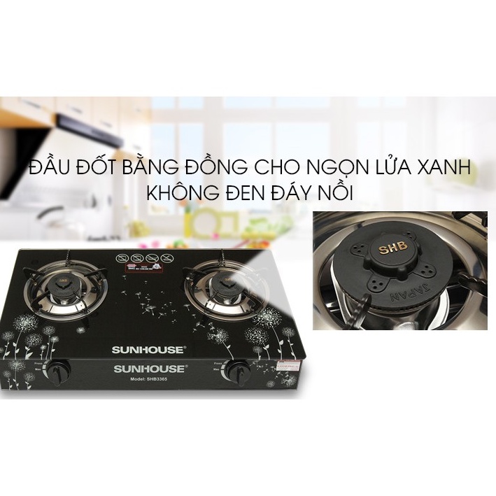 Bếp gas Sunhouse SHB3365 - MỚI 100%+Tặng dây gas-HÀNG CHÍNH HÃNG SUNHOUSE