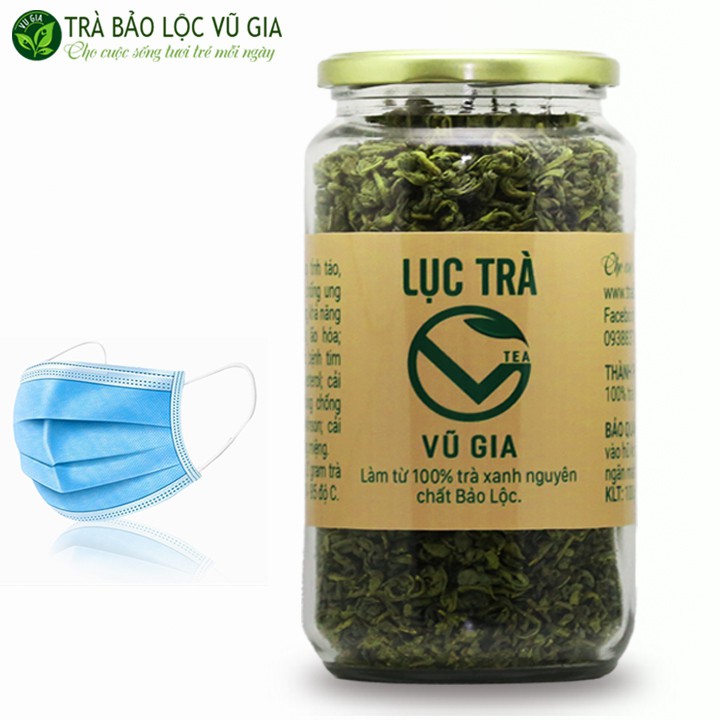 [Mã LTBAUAB14 giảm 7% đơn 99K] Lục Trà Nguyên Chất Bảo Lộc Vũ Gia (200g/hũ) - Tặng Khẩu Trang Y Tế