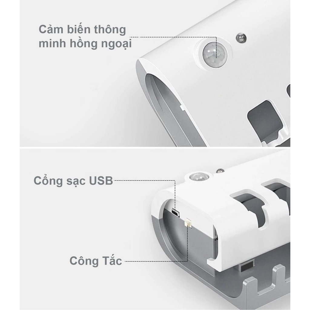 Máy Nhả Kem Đánh Răng Tiệt Trùng Vi Khuẩn Thông Minh UV Cảm Ứng Hồng Ngoại Thông Minh