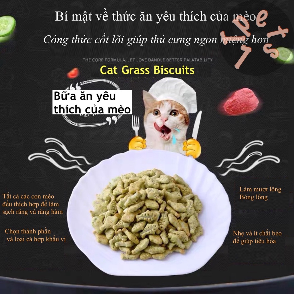 Bánh Quy Catnip Biscuits Tiêu Búi Lông &amp; Giảm Hôi Miệng Cho Mèo 40g