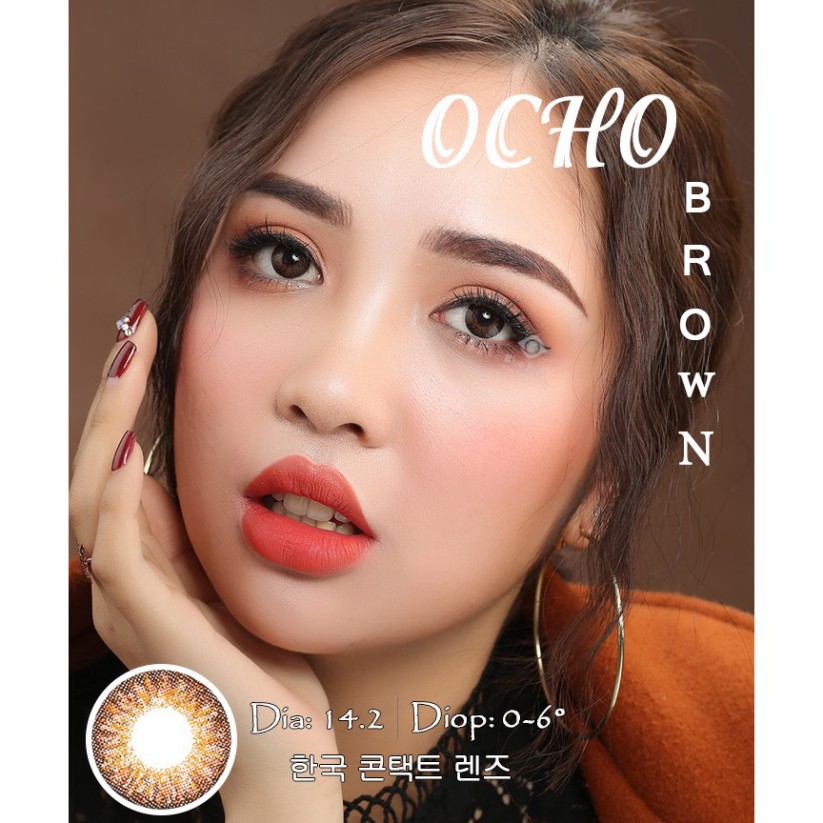 [CAM KẾT CHÍNH HÃNG] Kính áp tròng Hàn Quốc BLUE EYES OCHO BROWN - Lens premium silicone hydrogel