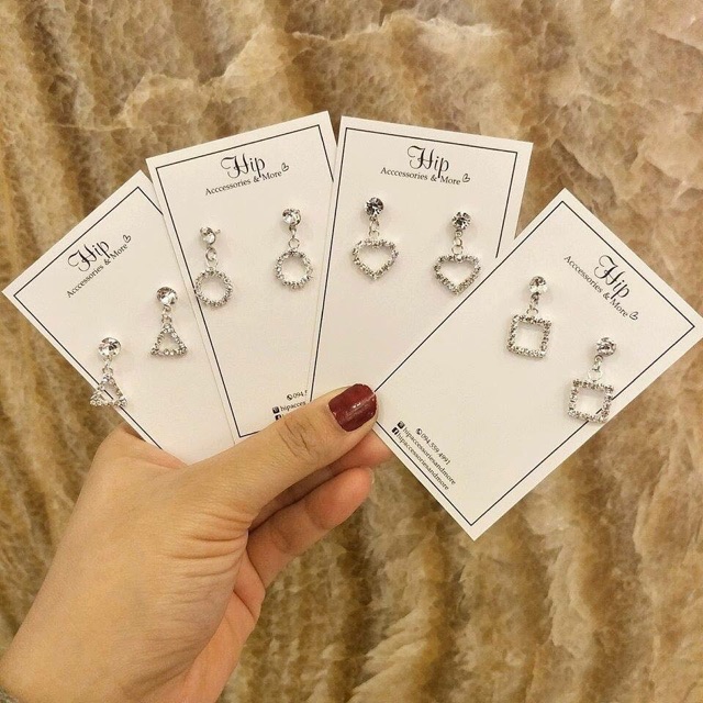 Bông tai đính đá lấp lánh đủ hình